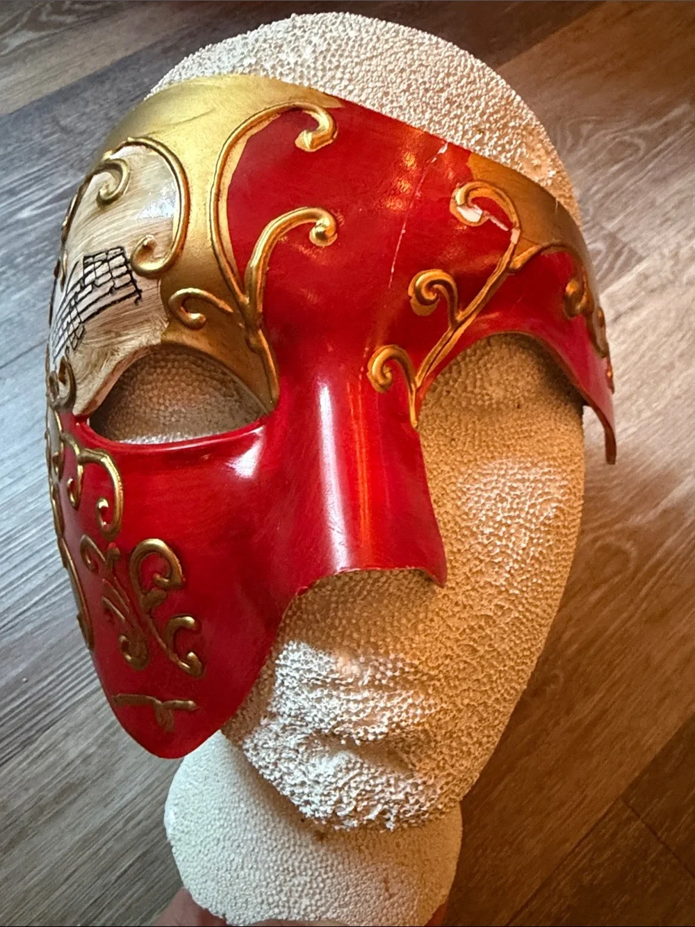 Red & Gold Venetian Half-Face Masquerade Mask